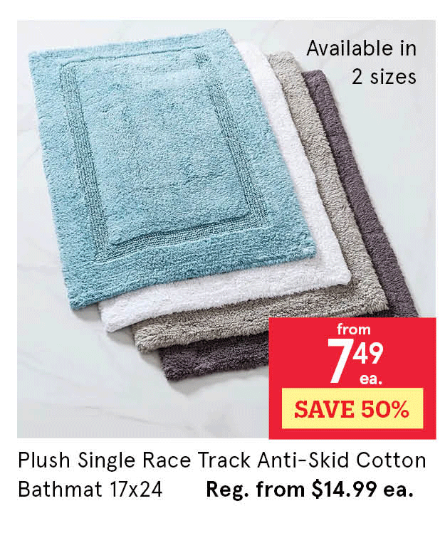  Plush Single Race Track Anti-Skid Cotton Bathmat 20x32"