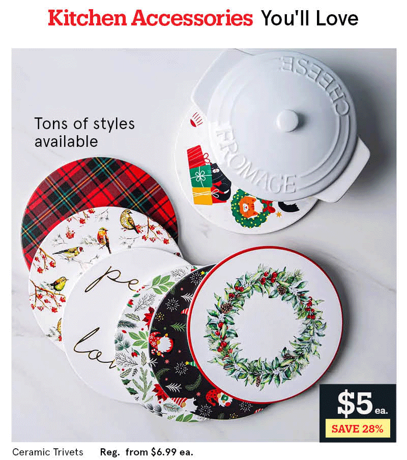 Christmas Tessera 'Wreath with Bow' Printed Ceramic Trivet