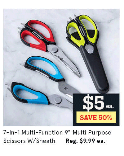 7-In-1 Multi-Function 9" Multi Purpose Scissors W/Sheath 