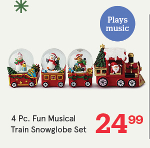 Christmas Fun Santa Train Snowglobe - Set of 4 Large