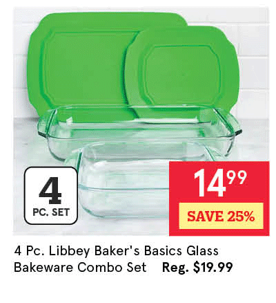 Libbey Baker's Basics Glass Bakeware Combo - Set of 4