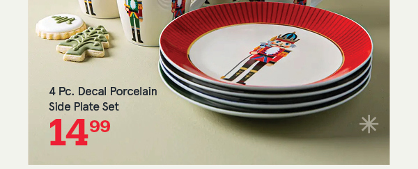 Christmas Decal 'Nutcracker' Porcelain Side Plate - S/4