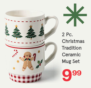 Christmas Tradition 'Gingerbread & Tree' Ceramic Mug - Set of 2