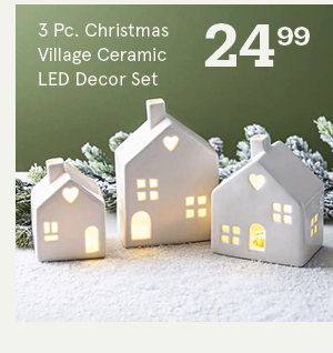 Christmas Village 'Heart' Ceramic LED Decor Set/3