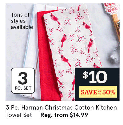 Harman Christmas 'Cardinal' Cotton Kitchen Towel 18x26" - Set of 3