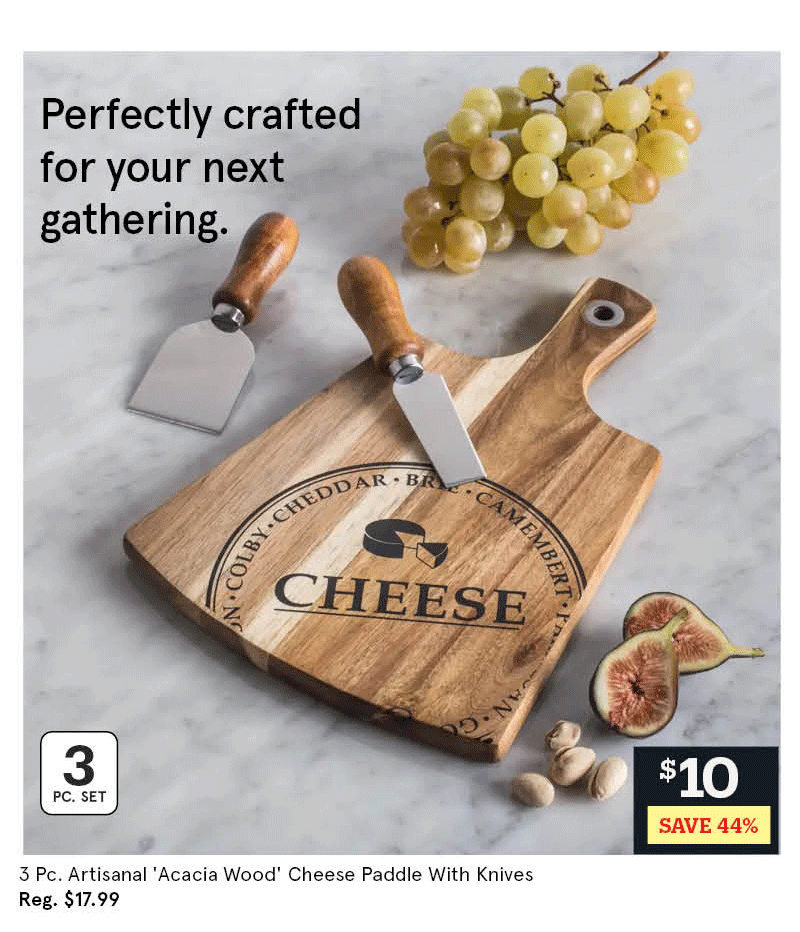 KSP Artisanal 'Acacia Wood' Cheese Paddle With Knives - Set of 3