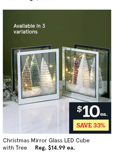 KSP Christmas Mirror Glass LED Cube with Tree (Green/Gold/White)