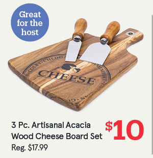 Artisanal 'Acacia Wood' Cheese Paddle With Knives - Set of 3