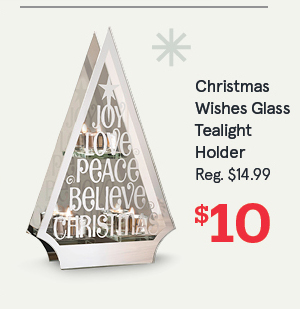 Christmas Wishes Glass Tealight Holder