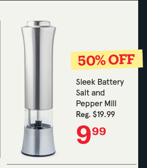 Sleek Battery Salt and Pepper Mill