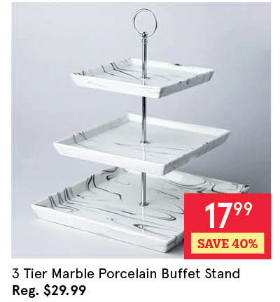 Marble Porcelain Buffet Stand 3-Tier