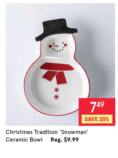 Christmas Tradition 'Snowman' Ceramic Bowl