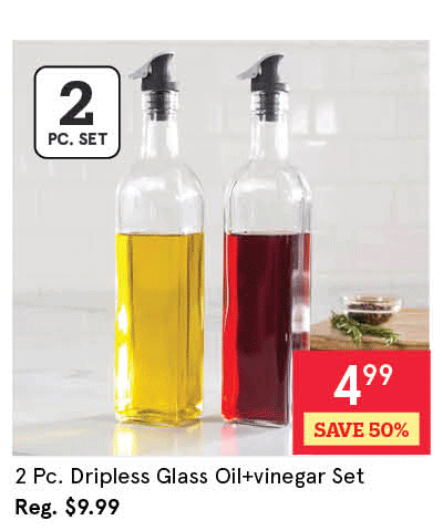 Dripless Glass Oil+vinegar - Set of 2