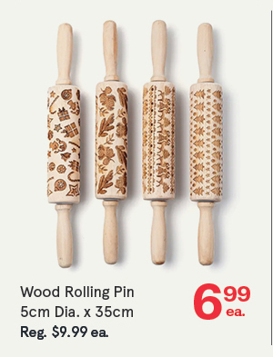 Koopman Christmas Cucina 'Assorted' Wood Rolling Pin