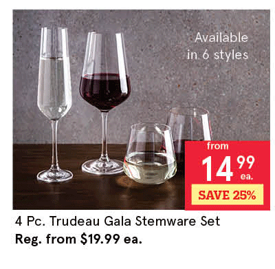 Trudeau Gala Glassware