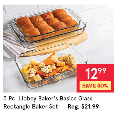 Libbey Baker's Basics Glass Rectangle Baker Combo - Set of 3