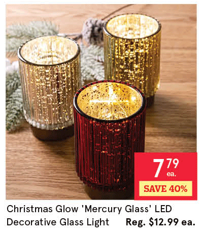 Christmas Glow 'Mercury Glass' LED Decorative Glass Light