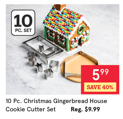 Christmas Gingerbread House Cookie Cutter Set - Set of 10