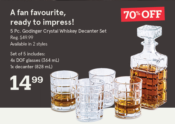 Godinger Crystal Whiskey Decanter Combo - Set of 5