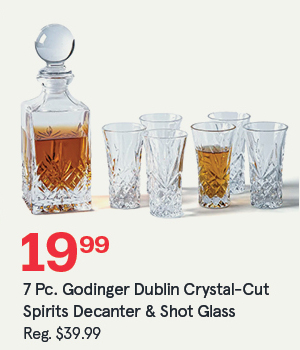 Godinger Dublin Crystal-Cut Spirits Decanter & Shot Glass Set/7