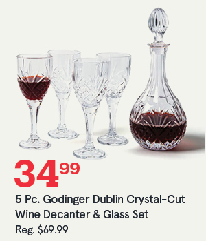 Godinger Dublin Crystal-Cut Wine Decanter & Glass Set of 5