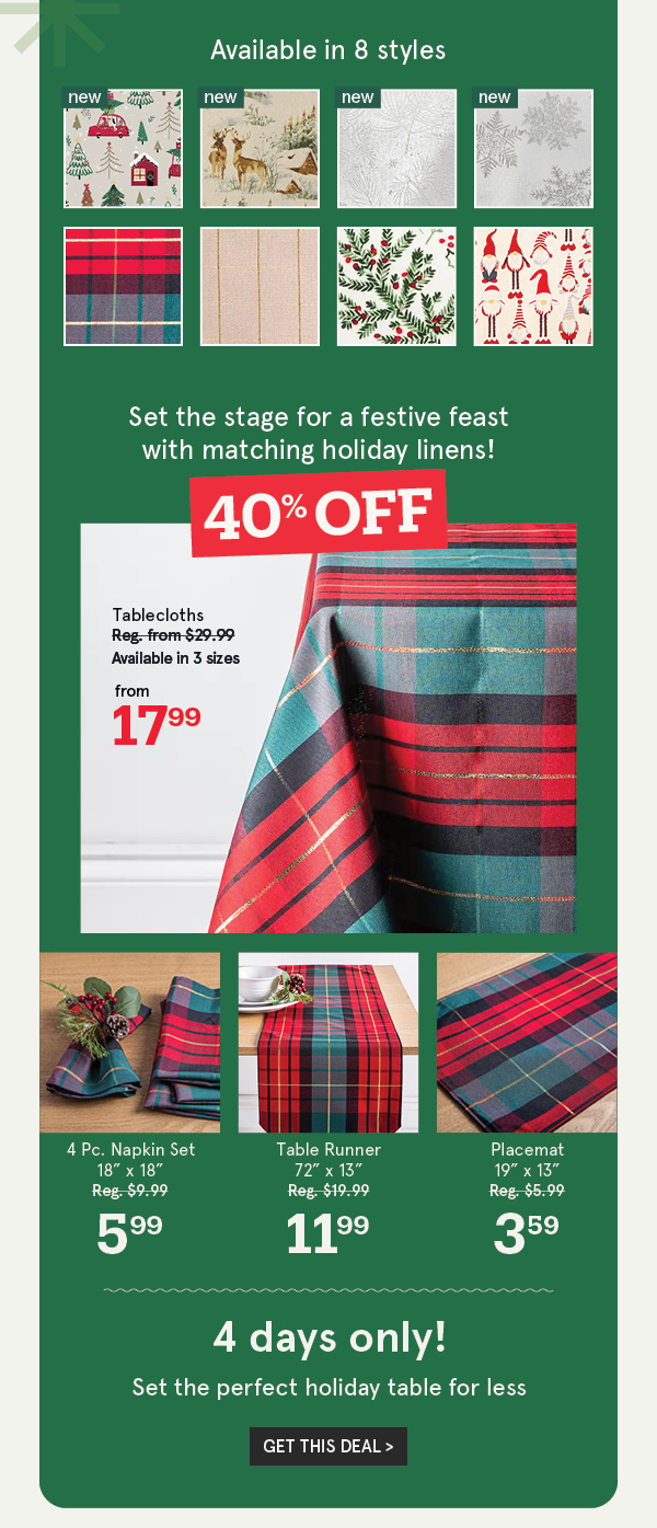 Harman Christmas Table Textiles 40% Off