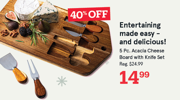 Acacia Cheese Board with Knife - Set of 5