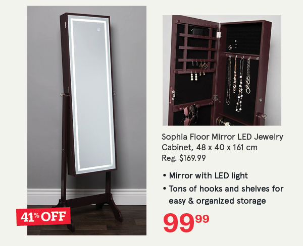 Sophia Floor Mirror LED Jewelry Cabinet