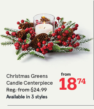 Christmas Greens 'Round' Candle Centerpiece w/Berries