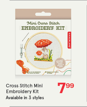 Kikkerland Cross Stitch 'Mushroom' Mini Embroidery Kit