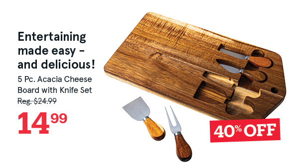 Acacia Cheese Board with Knife - Set of 5