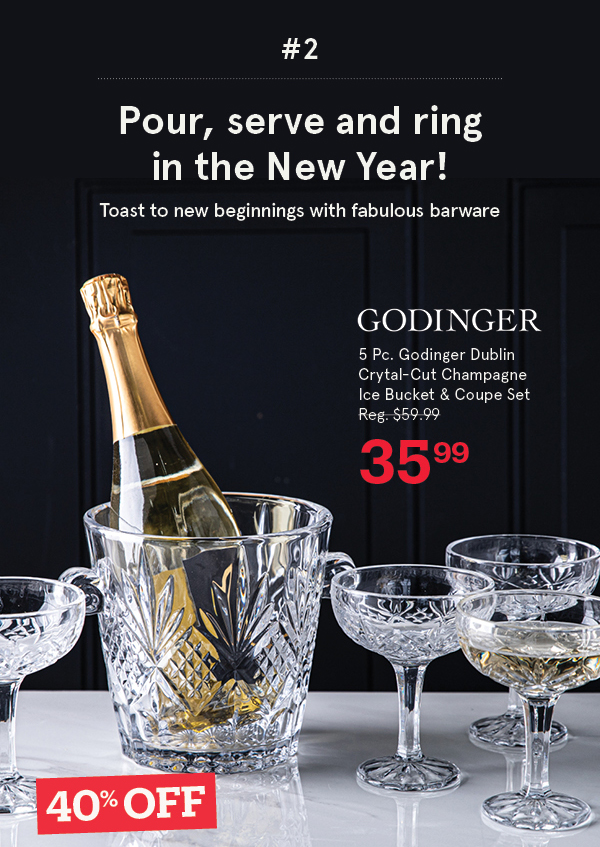 Godinger Dublin Crystal-Cut Champagne Ice Bucket & Coupe Set/5