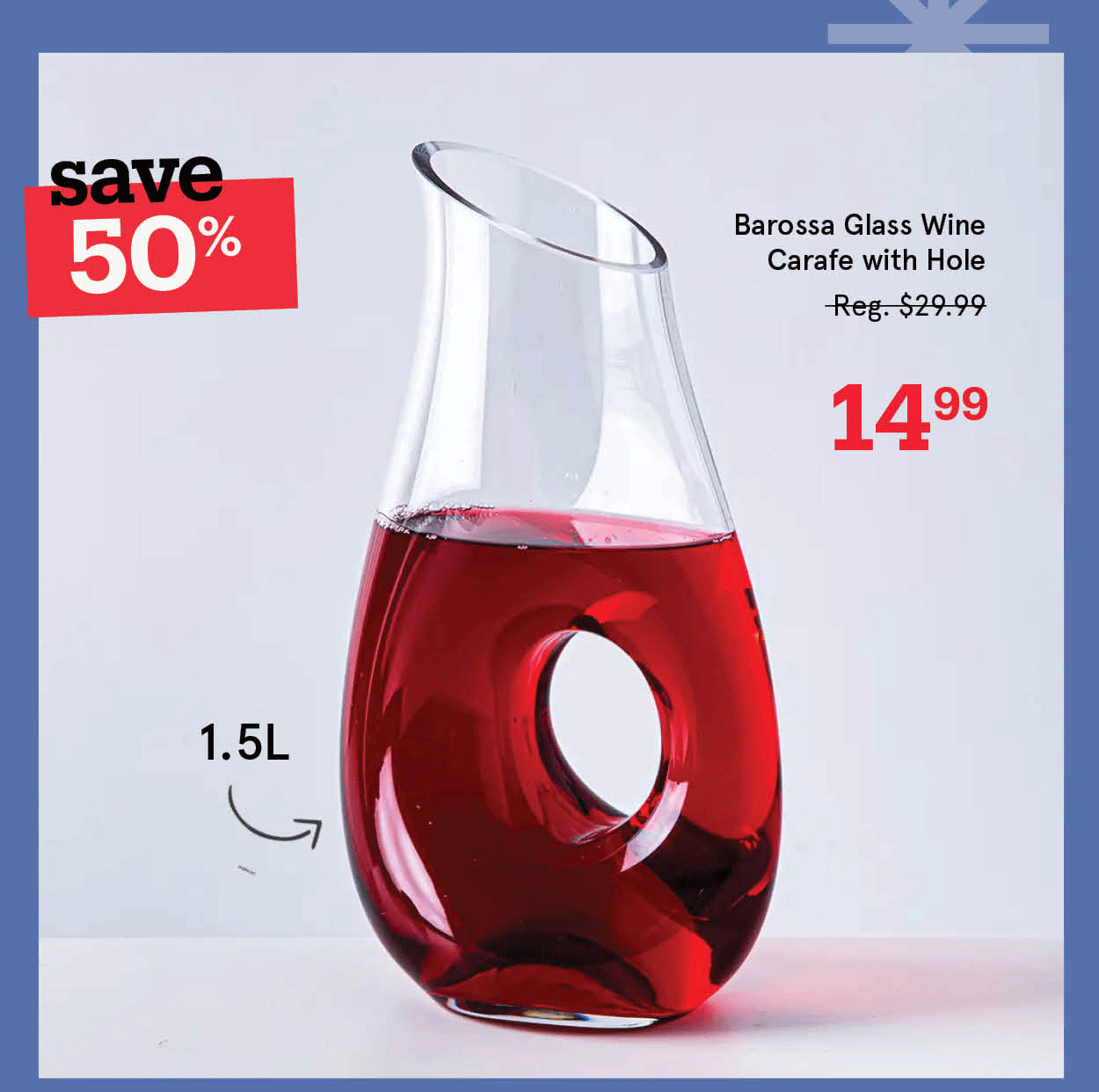 Barossa Glass Wine Carafe with Hole 