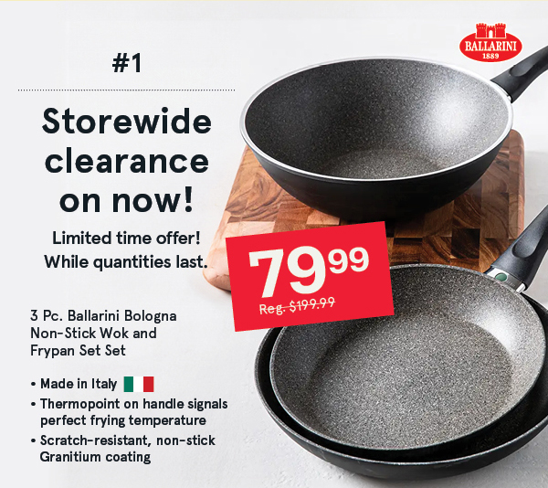 Ballarini Bologna Non-Stick Wok and Frypan - Set of 3