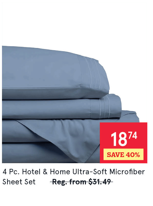 Hotel & Home Ultra-Soft Microfiber Queen Sheet Set of 4 