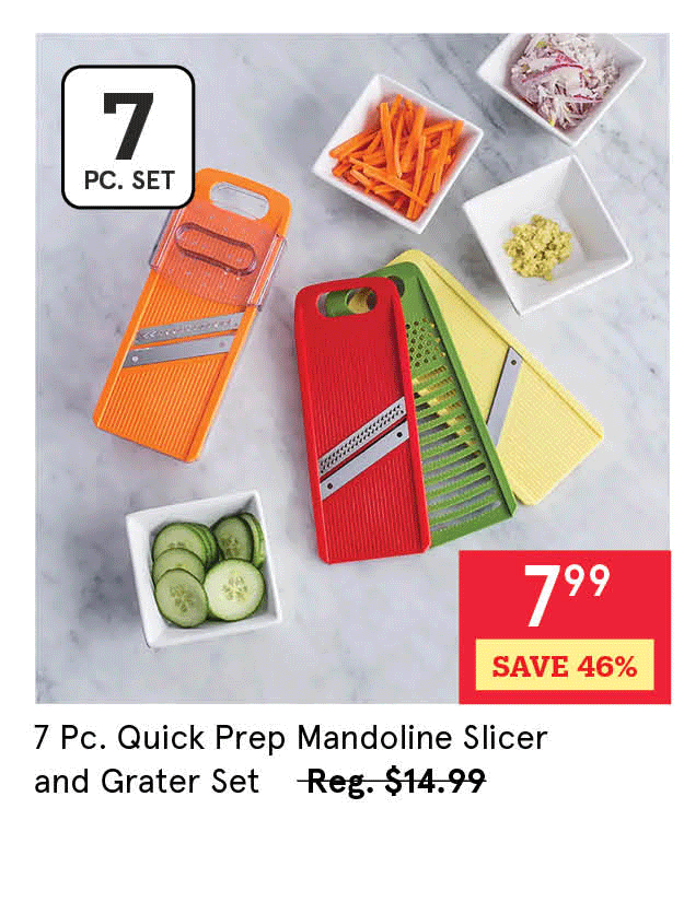  Quick Prep Mandoline Slicer and Grater - Set of 7 (Multi Colour)