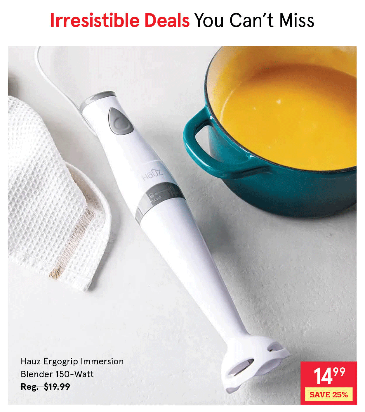 Hauz Ergogrip Immersion Blender 150-Watt (White)