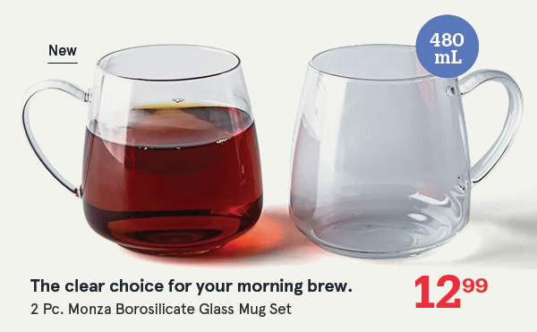 Monza Borosilicate Glass Mug - Set of 2