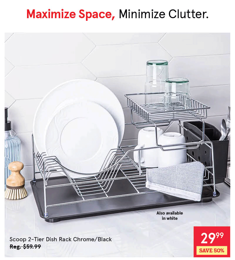 Scoop 2-Tier Dish Rack - Black