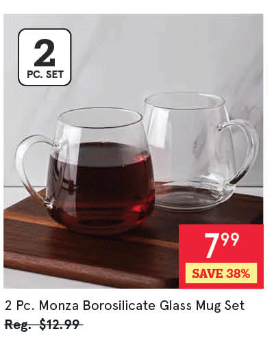 Monza Borosilicate Glass Mug - Set of 2