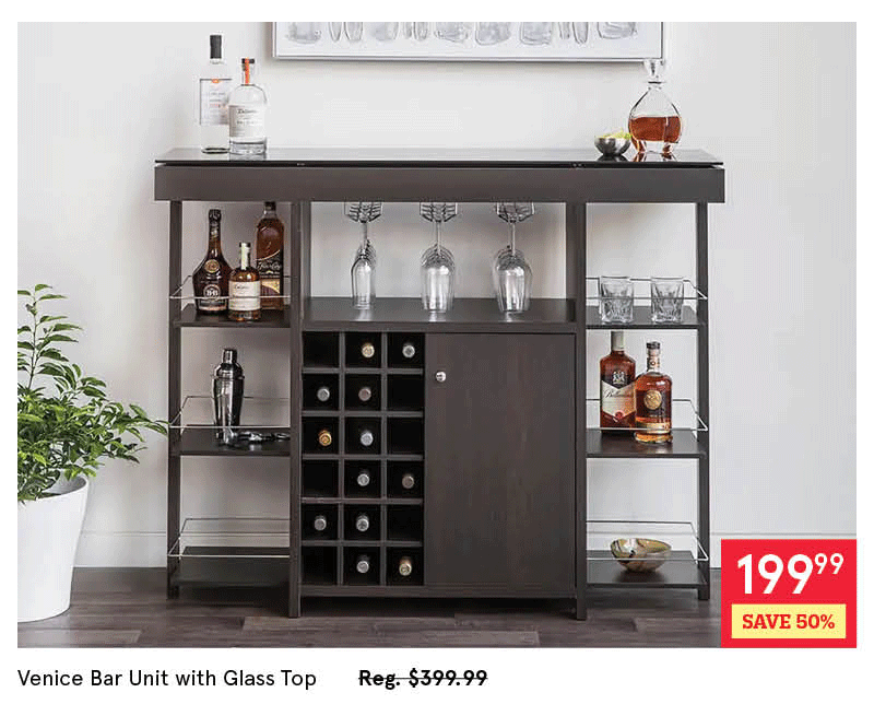 Venice Bar Unit with Glass Top (Espresso)