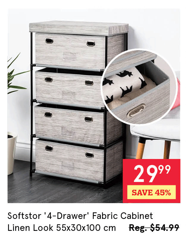 Softstor '4-Drawer' Fabric Cabinet Linen Look 