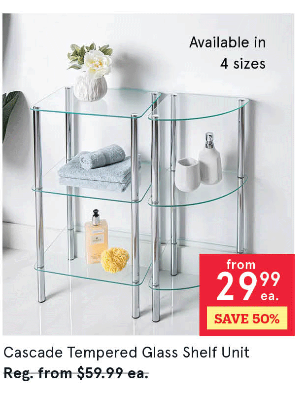 Cascade Tempered '3-Tier' Glass Shelf Corner Unit