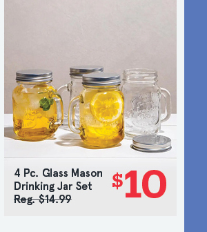 Ice Cold Glass Mason Drinking Jar - Set of 4