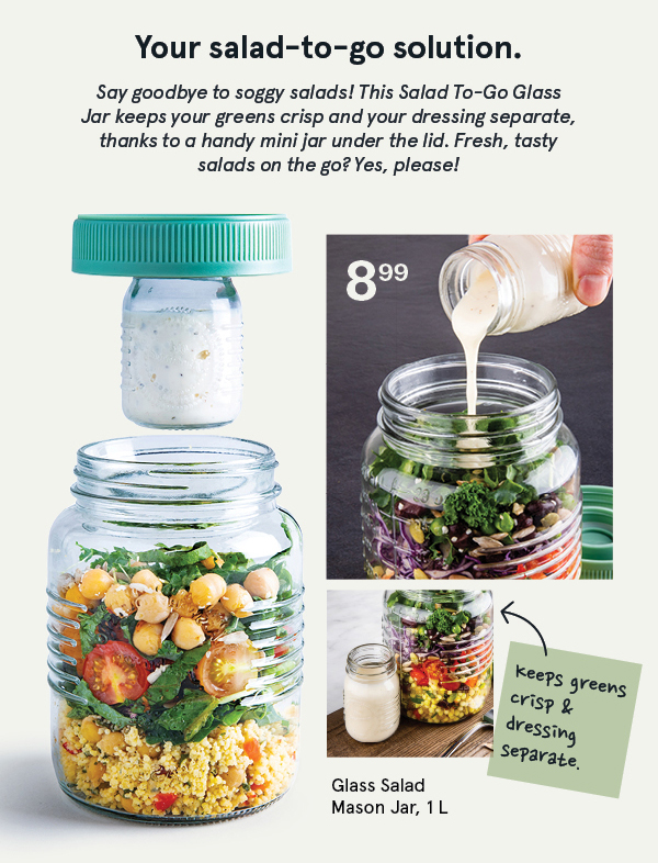 Salad To-Go Glass Salad Mason Jar