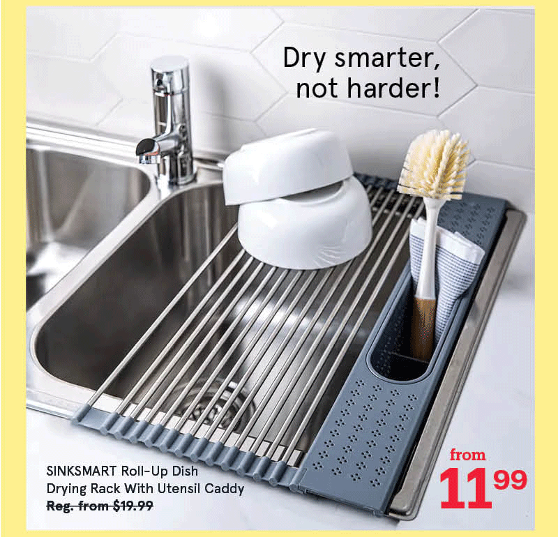 SINKSMART Roll-Up Dish Drying Rack W/Utensil Caddy