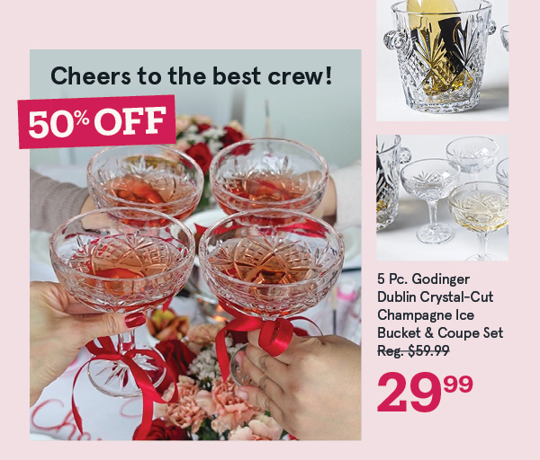 Godinger Dublin Crystal-Cut Champagne Ice Bucket & Coupe Set/5