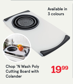 Chop 'N Wash Poly Cutting Board with Colander