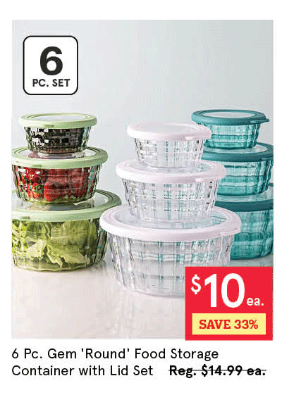 Gem 'Round' Food Storage Container with Lid - Set of 6