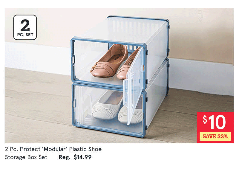 Protect 'Modular' Plastic Shoe Storage Box - Set of 2